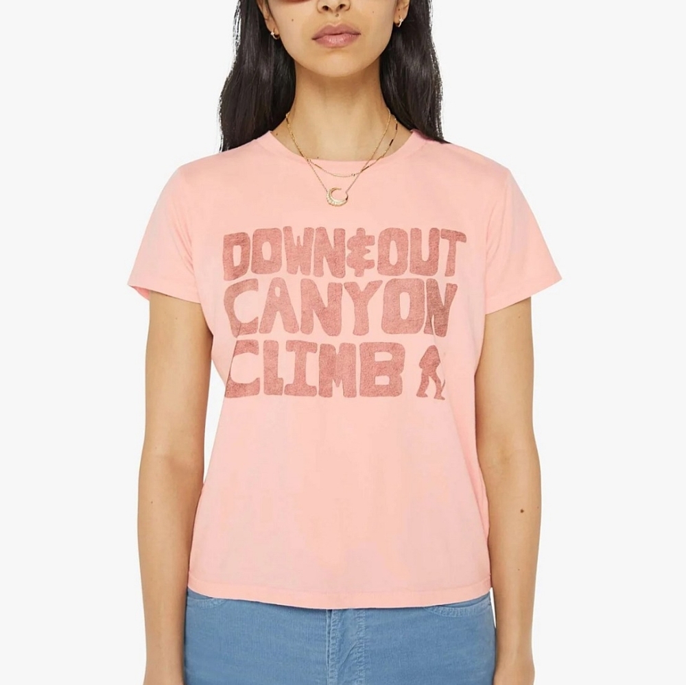 NEW MOTHER Pink Graphic Short Sleeve Tee, Size Medium